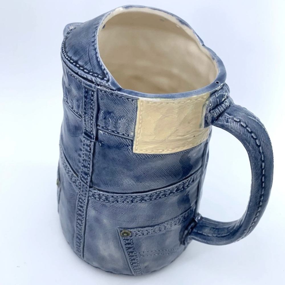 Vintage Sittre Blue Jean Ceramic Pitcher 9” Novelty - Picture 6 of 13